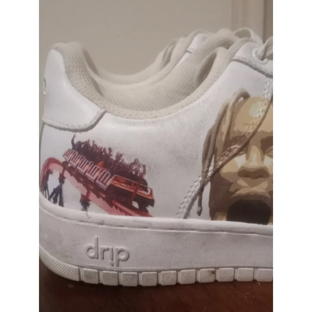 Drip Creationz White Sneakers Youth Size 6.5Y Women's 8 Lace Up Low Top Shoes